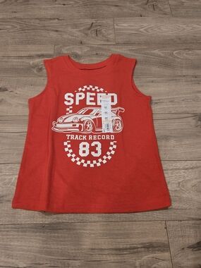 🌻 NWT Jumping Beans Boys Red Speed Racing Muscle Tank Top Size 5T